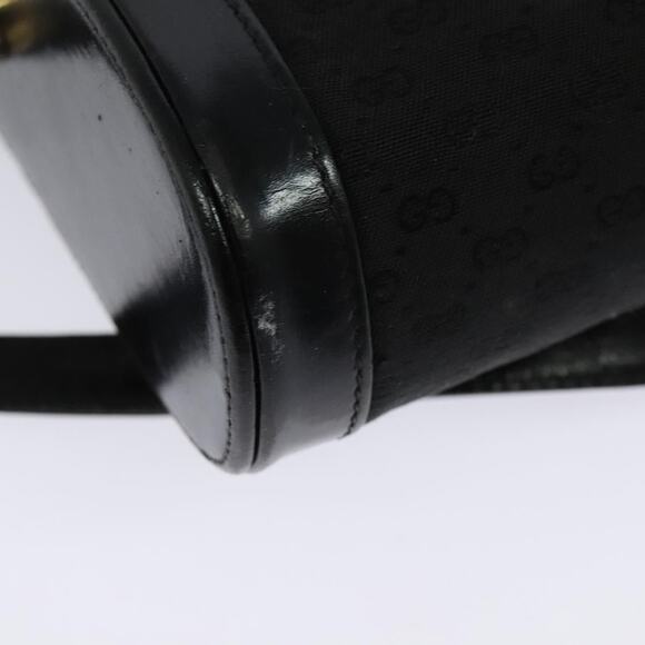 GUCCI Micro GG Canvas Shoulder Bag Leather Gold Black - Picture 13 of 16